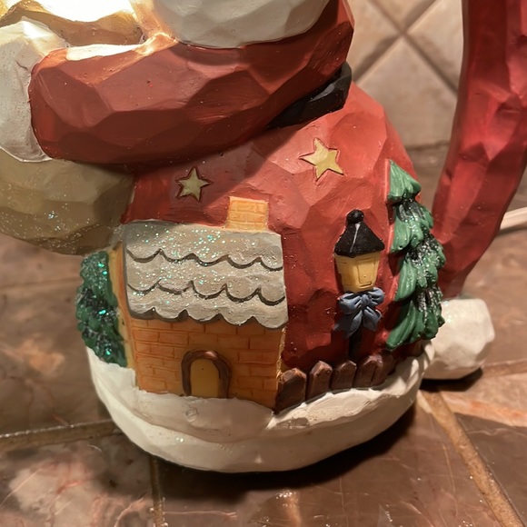 Vintage Ceramic Christmas Santa Holding A Candle Electric Lights Up Candle - Picture 4 of 16